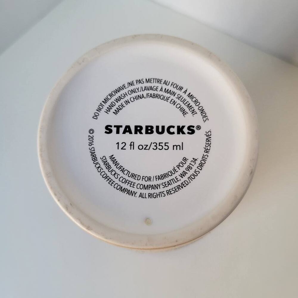 Starbucks 12 Oz Mermaid Tattoo Floral Ceramic Tumbler Travel Mug Blue Siren 2016 - Picture 4 of 6